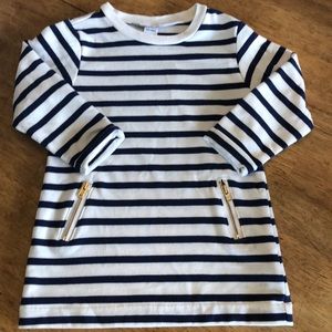 Navy & White Girls Dress w/ Gold Zippers💫